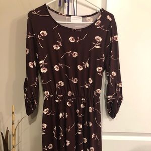 Burgundy flower print dress